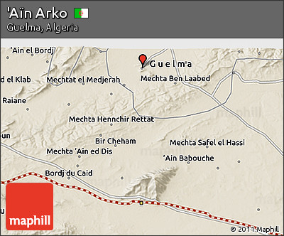 Shaded Relief 3D Map of 'Aïn Arko