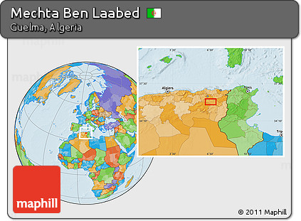Political Location Map of Mechta Ben Laabed