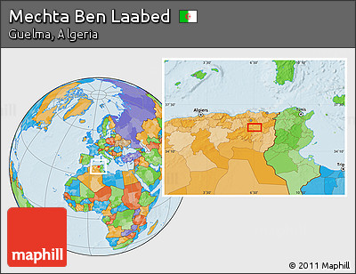 Political Location Map of Mechta Ben Laabed