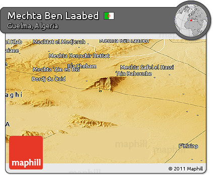 Physical Panoramic Map of Mechta Ben Laabed