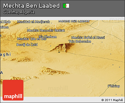 Physical Panoramic Map of Mechta Ben Laabed