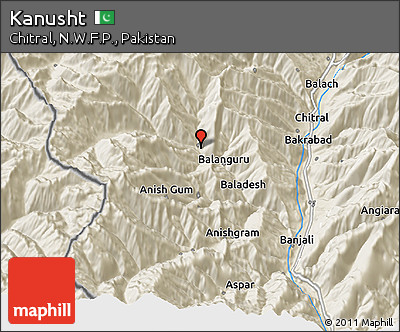 Shaded Relief 3D Map of Kanusht
