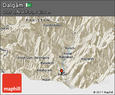 Shaded Relief Panoramic Map of Dalgām