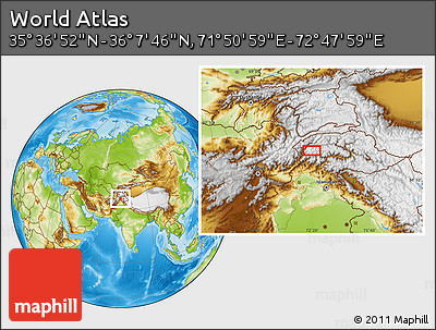Physical Location Map of the Area around 35° 52' 19" N, 72° 19' 29" E