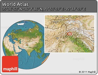 Satellite Location Map of the Area around 35° 52' 19" N, 72° 19' 29" E