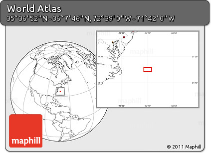 Blank Location Map of the Area around 35° 52' 19" N, 72° 10' 30" W