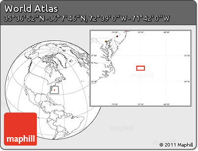 Blank Location Map of the Area around 35° 52' 19" N, 72° 10' 30" W