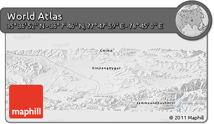 Physical Panoramic Map of the Area around 35° 52' 19" N, 78° 16' 30" E