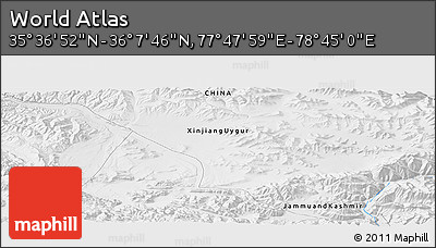 Physical Panoramic Map of the Area around 35° 52' 19" N, 78° 16' 30" E