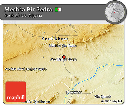 Physical 3D Map of Mechta Bir Sedra