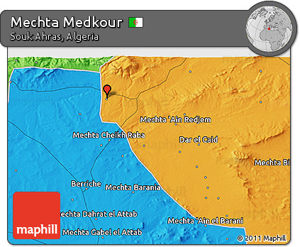Political 3D Map of Mechta Medkour