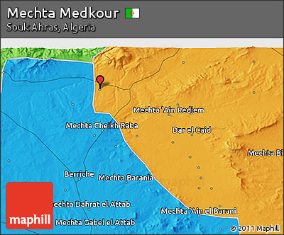 Political 3D Map of Mechta Medkour