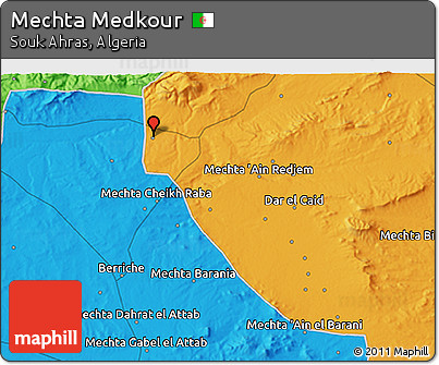 Political 3D Map of Mechta Medkour