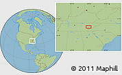 Savanna Style Location Map of the area around 35° 52' 19" N, 84° 4' 29" W