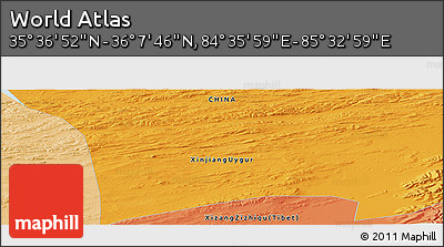 Political Panoramic Map of the Area around 35° 52' 19" N, 85° 4' 29" E