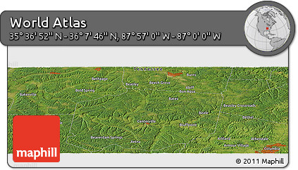 Satellite Panoramic Map of the Area around 35° 52' 19" N, 87° 28' 29" W
