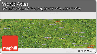 Satellite Panoramic Map of the Area around 35° 52' 19" N, 87° 28' 29" W