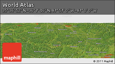 Satellite Panoramic Map of the Area around 35° 52' 19" N, 87° 28' 29" W