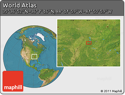 Satellite Location Map of the Area around 35° 52' 19" N, 88° 19' 29" W