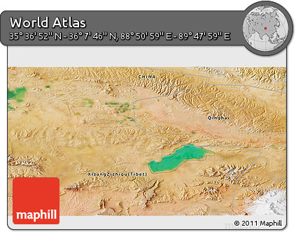 Satellite 3D Map of the Area around 35° 52' 19" N, 89° 19' 29" E
