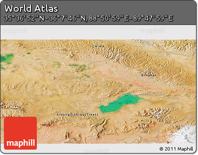 Satellite 3D Map of the Area around 35° 52' 19" N, 89° 19' 29" E