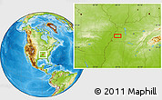 Physical Location Map of the area around 35° 52' 19" N, 89° 10' 30" W
