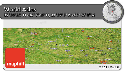 Satellite Panoramic Map of the Area around 35° 52' 19" N, 89° 10' 30" W