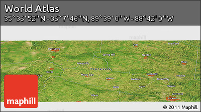 Satellite Panoramic Map of the Area around 35° 52' 19" N, 89° 10' 30" W