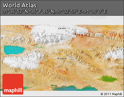Satellite 3D Map of the Area around 35° 52' 19" N, 91° 1' 30" E