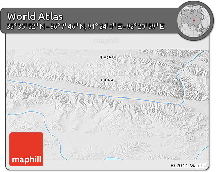 Physical 3D Map of the Area around 35° 52' 19" N, 91° 52' 30" E