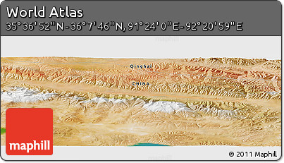 Satellite Panoramic Map of the Area around 35° 52' 19" N, 91° 52' 30" E