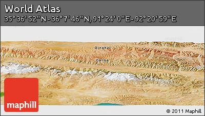 Satellite Panoramic Map of the Area around 35° 52' 19" N, 91° 52' 30" E