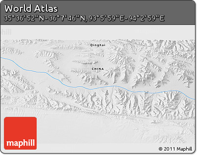 Physical 3D Map of the Area around 35° 52' 19" N, 93° 34' 29" E