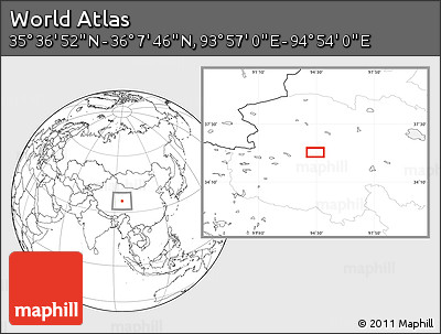 Blank Location Map of the Area around 35° 52' 19" N, 94° 25' 30" E