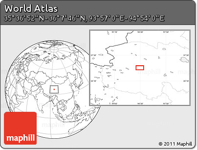 Blank Location Map of the Area around 35° 52' 19" N, 94° 25' 30" E