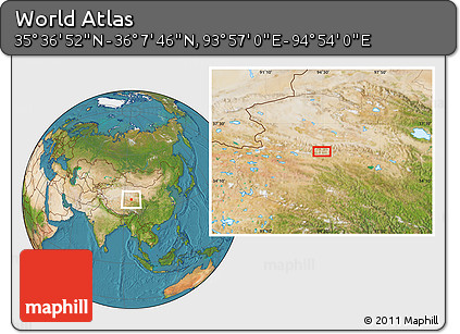 Satellite Location Map of the Area around 35° 52' 19" N, 94° 25' 30" E