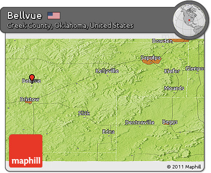Physical Panoramic Map of Bellvue