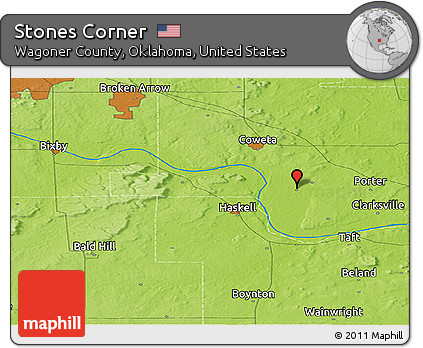 Physical Panoramic Map of Stones Corner