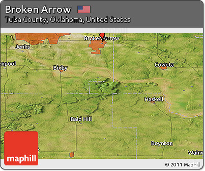 Satellite Panoramic Map of Broken Arrow