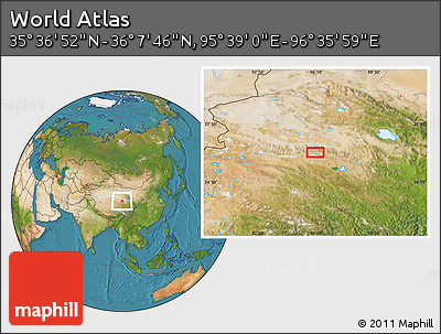 Satellite Location Map of the Area around 35° 52' 19" N, 96° 7' 30" E
