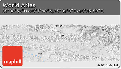 Physical Panoramic Map of the Area around 35° 52' 19" N, 96° 7' 30" E