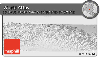 Physical Panoramic Map of the Area around 35° 52' 19" N, 96° 58' 29" E