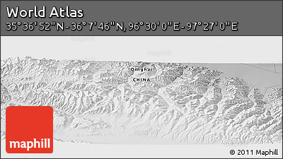 Physical Panoramic Map of the Area around 35° 52' 19" N, 96° 58' 29" E