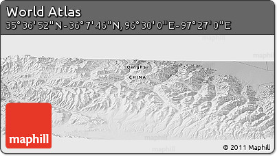 Physical Panoramic Map of the Area around 35° 52' 19" N, 96° 58' 29" E