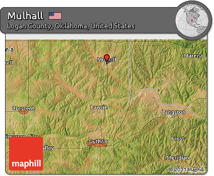 Satellite 3D Map of Mulhall