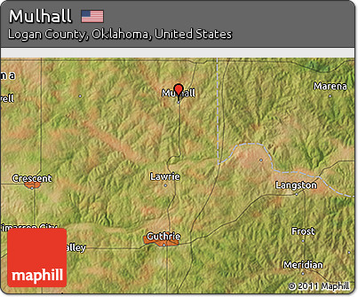 Satellite 3D Map of Mulhall