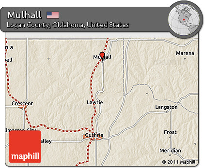 Shaded Relief 3D Map of Mulhall
