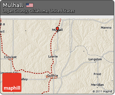 Shaded Relief 3D Map of Mulhall