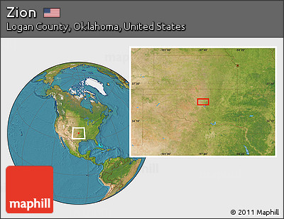 Satellite Location Map of Zion
