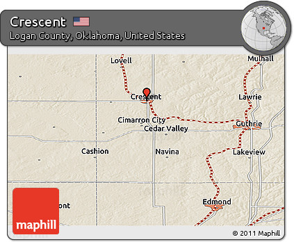 Shaded Relief Panoramic Map of Crescent